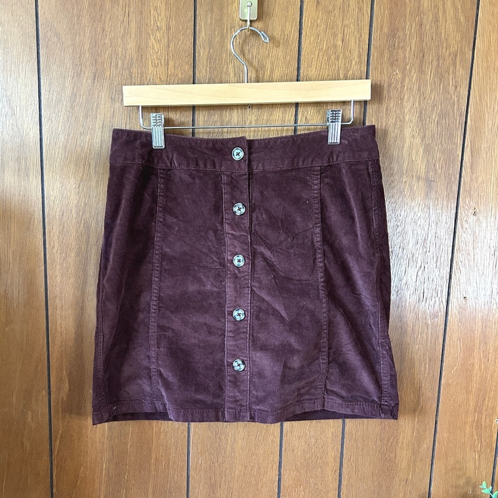 Falls Creek Brown Corduroy Button-Up Mini‎ Skirt Size 8